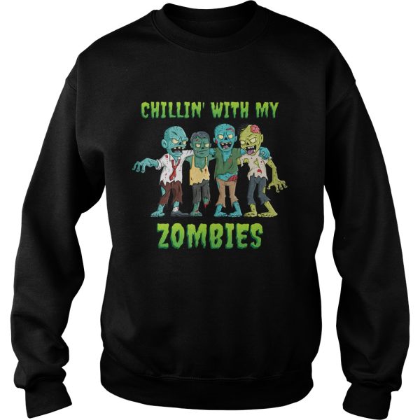 Chillin With My Zombies Halloween Boys Kids Funny TShirt