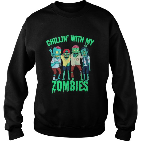 Chillin With My Zombies Halloween Boys Kids Zombie shirt