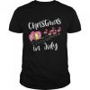 Christmas In July Flamingo Pink Funny Camping Camper T-Shirt
