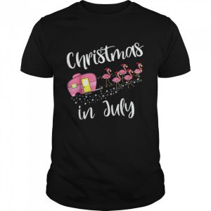 Christmas In July Flamingo Pink Funny Camping Camper T-Shirt
