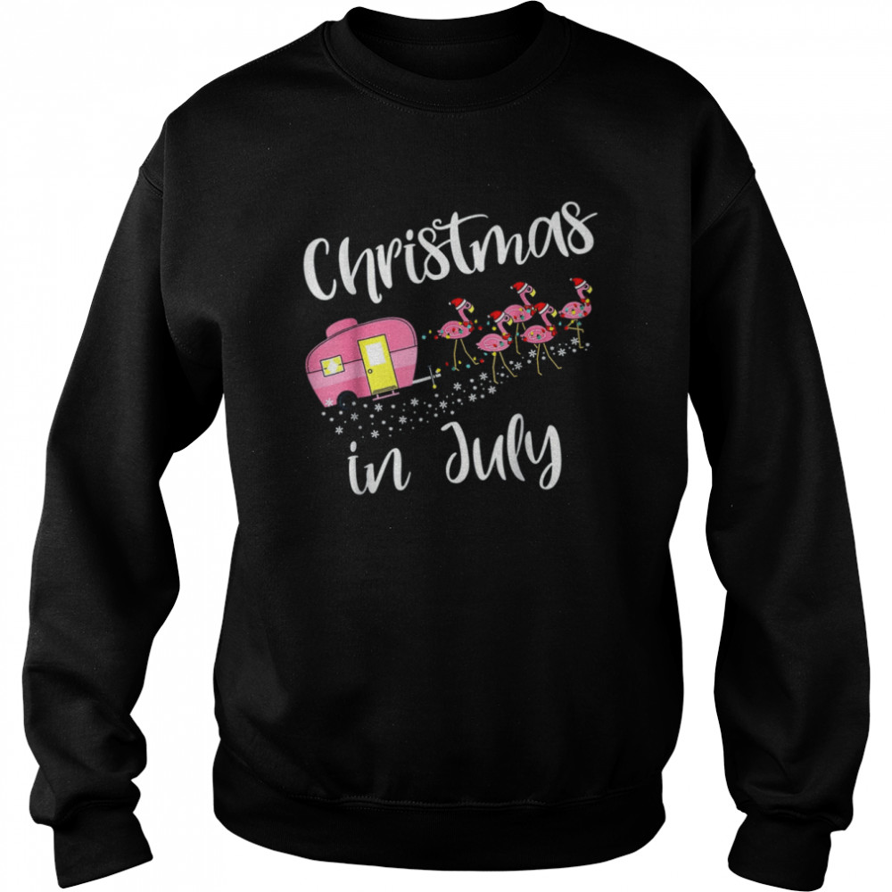 Christmas In July Flamingo Pink Funny Camping Camper T-Shirt Christmas In July Flamingo Pink Funny Camping Camper T-Shirt