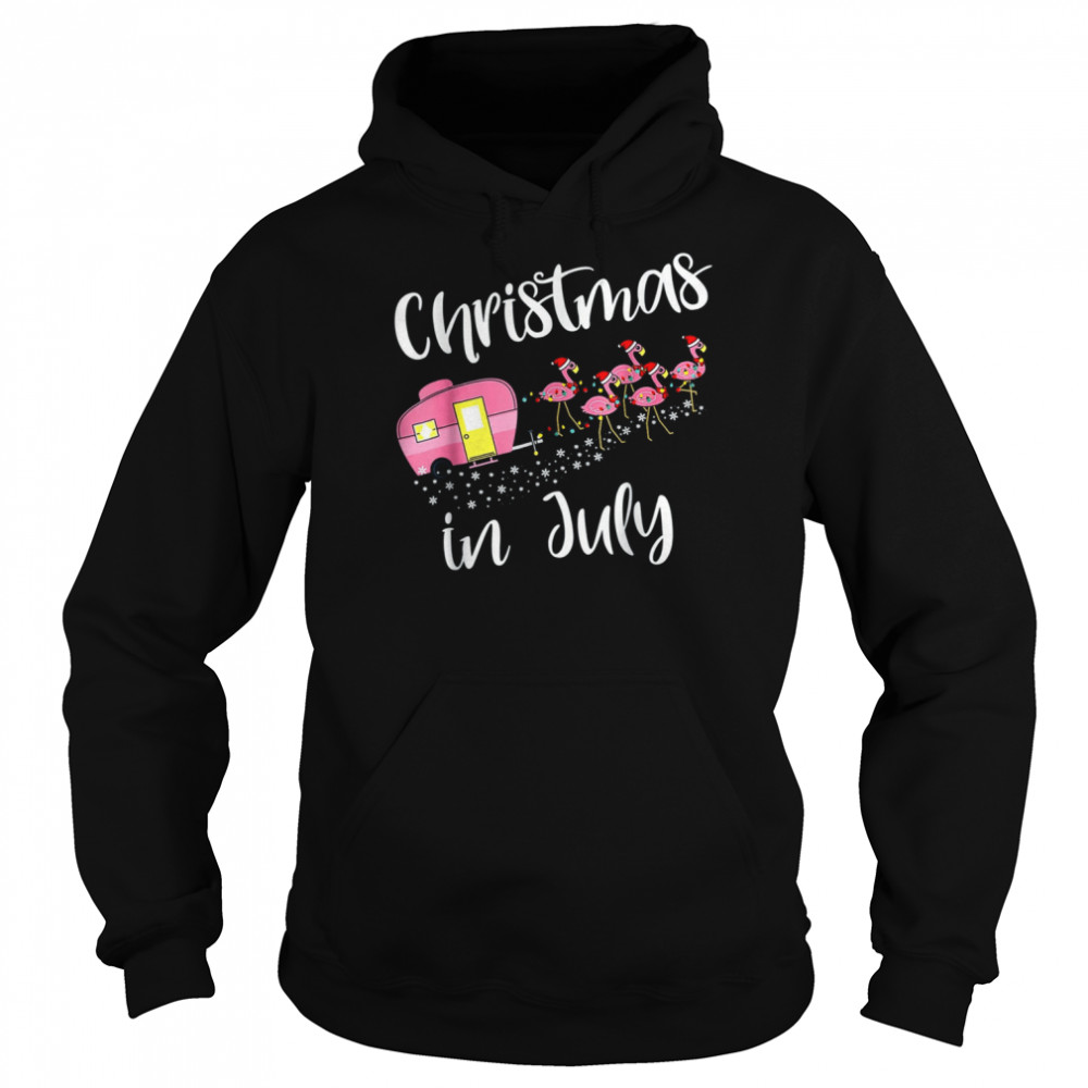 Christmas In July Flamingo Pink Funny Camping Camper T-Shirt Christmas In July Flamingo Pink Funny Camping Camper T-Shirt