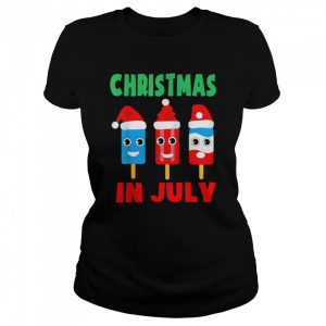 Christmas In July Ice Pops In Santa Hat Kids Toddler shirt