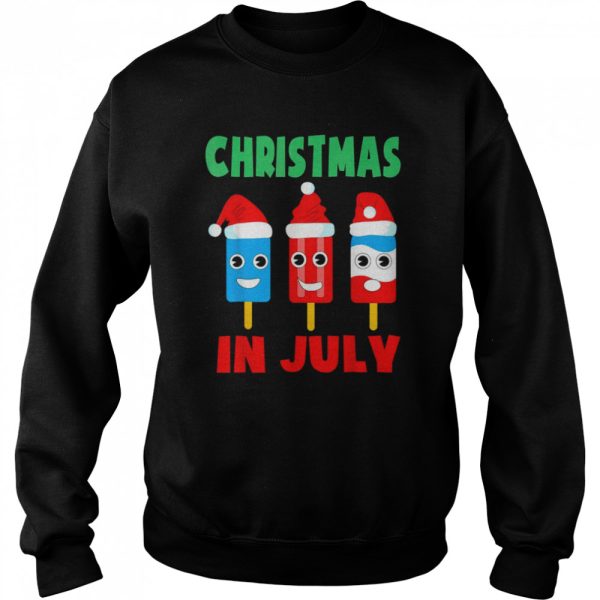 Christmas In July Ice Pops In Santa Hat Kids Toddler shirt