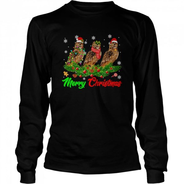 Christmas Pajama Owl Hat Santa Xmas Lights Shirt