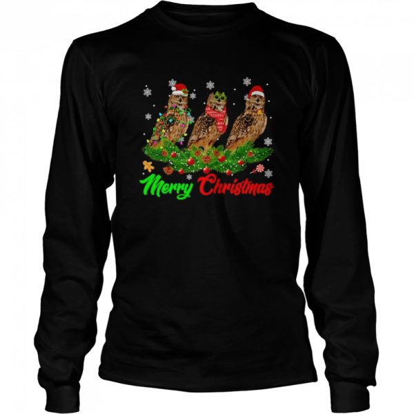 Christmas Pajama Owl Hat Santa Xmas Lights Shirt