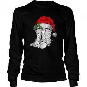 Christmas Santa Hat Cowboys Boots T Shirt 3