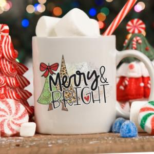 Christmas Trees Mug Merry And Bright Gift