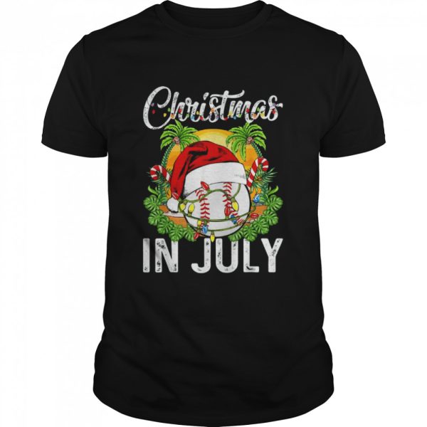 Christmas in July Baseball Santa Hat Summer T-Shirt