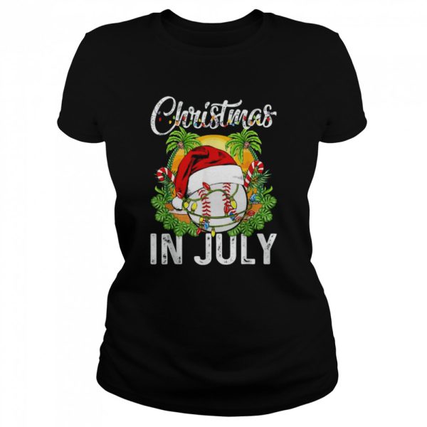 Christmas in July Baseball Santa Hat Summer T-Shirt