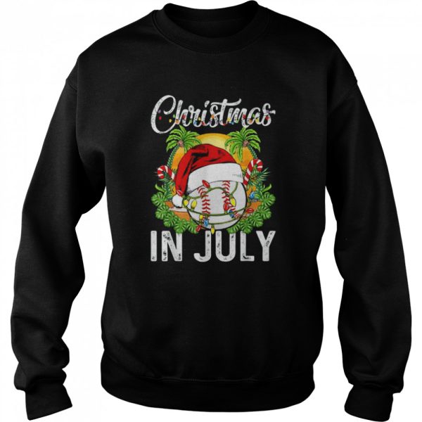 Christmas in July Baseball Santa Hat Summer T-Shirt