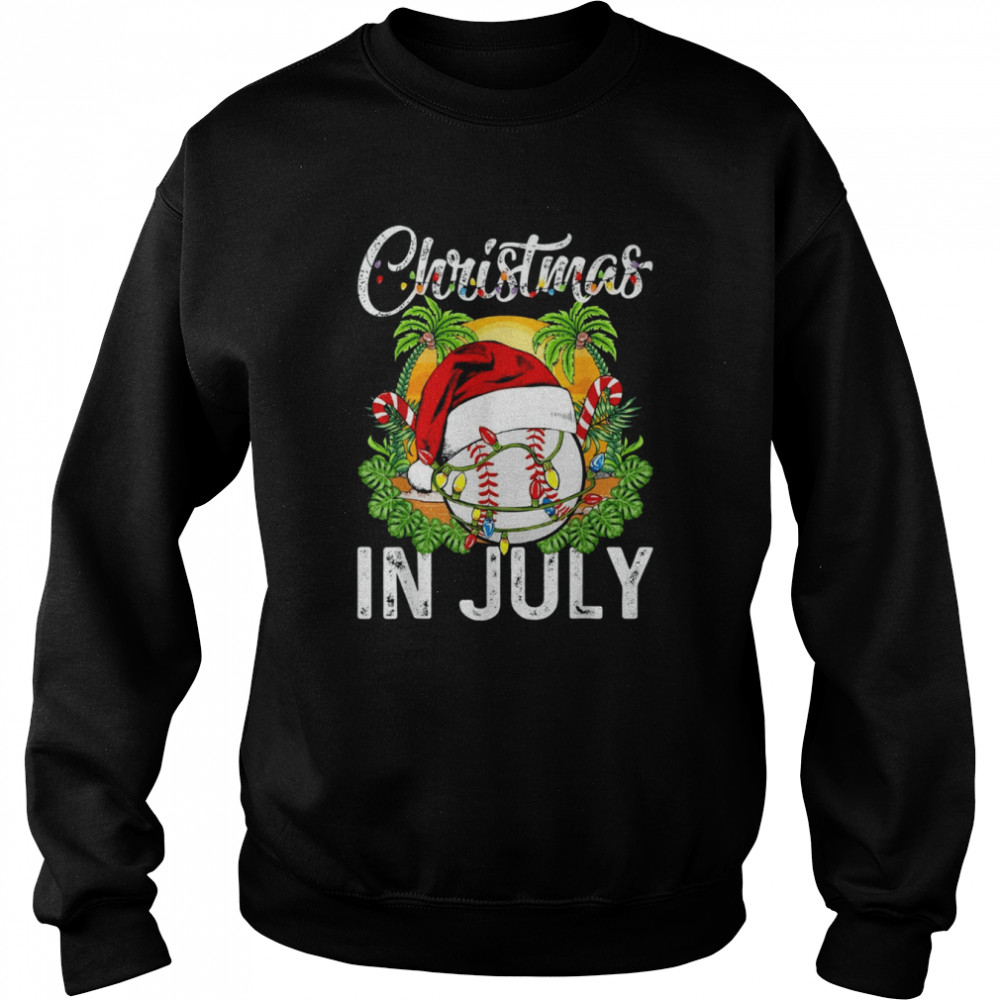 Christmas in July Baseball Santa Hat Summer T-Shirt Christmas in July Baseball Santa Hat Summer T-Shirt