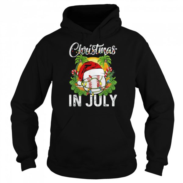 Christmas in July Baseball Santa Hat Summer T-Shirt