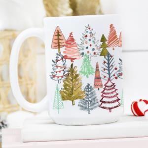 Colorful Christmas Trees Coffee Mug Decor