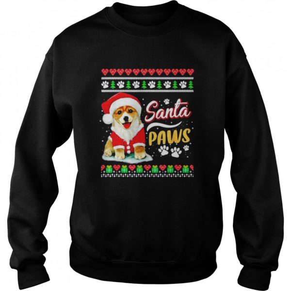 Corgi dog Santa Paws Christmas T-shirt