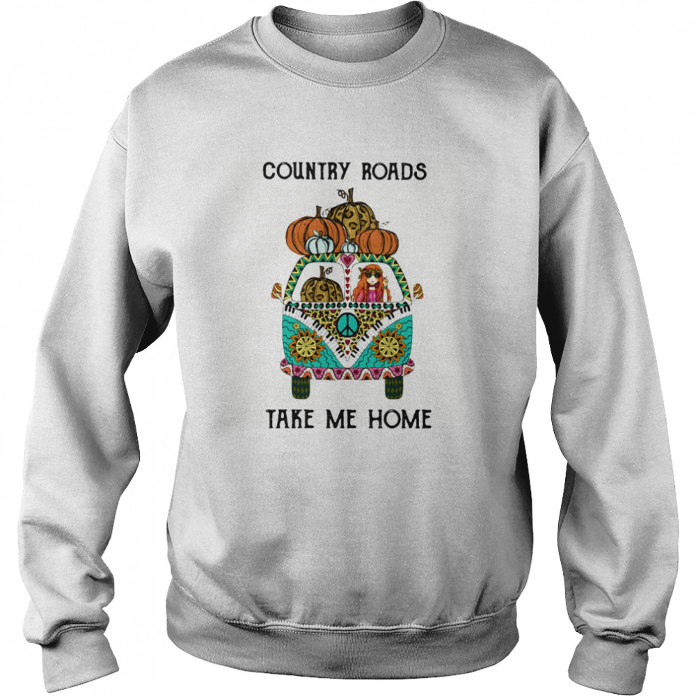 Country Roads Take Me Home Hippie Peace Car Girl And Pumpkins shirt Country Roads Take Me Home Hippie Peace Car Girl And Pumpkins shirt