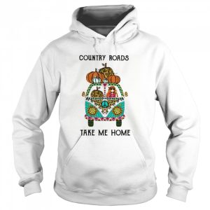Country Roads Take Me Home Hippie Peace Car Girl And Pumpkins shirt 3