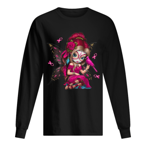 Cute Breast Cancer Girl Sugar Skull Costume Halloween T-Shirt