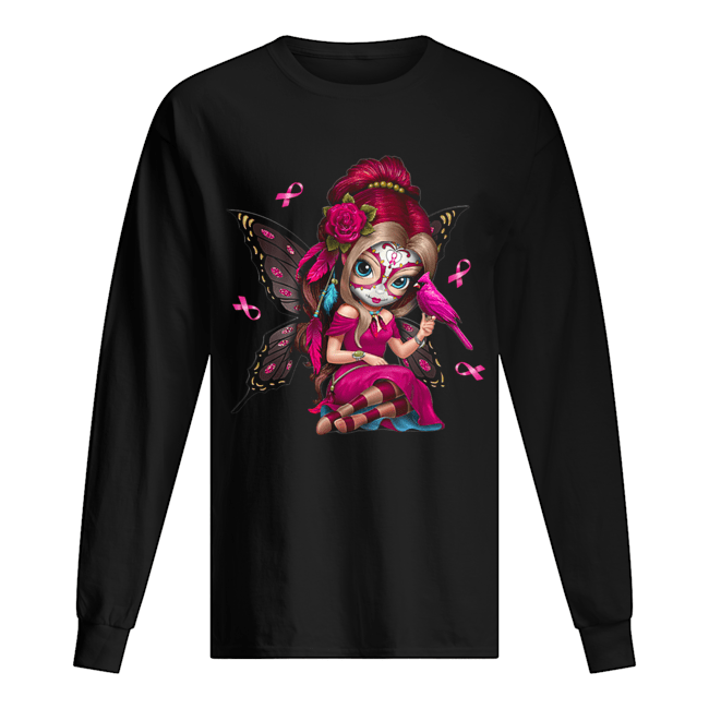 Cute Breast Cancer Girl Sugar Skull Costume Halloween T-Shirt Cute Breast Cancer Girl Sugar Skull Costume Halloween T-Shirt