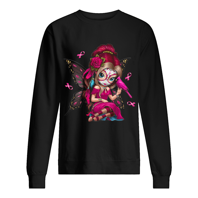 Cute Breast Cancer Girl Sugar Skull Costume Halloween T-Shirt Cute Breast Cancer Girl Sugar Skull Costume Halloween T-Shirt