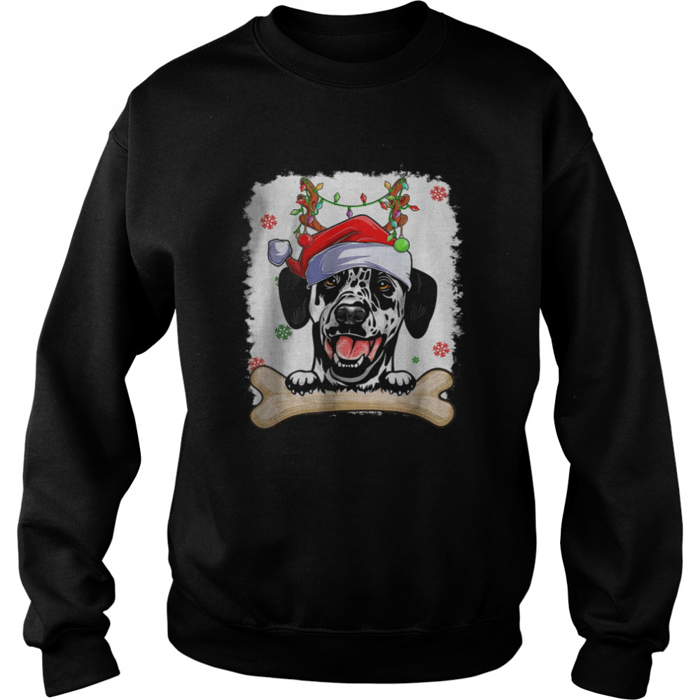 Cute Dalmatian Christmas Decorations Santa Hat Tree Light T-Shirt Cute Dalmatian Christmas Decorations Santa Hat Tree Light T-Shirt