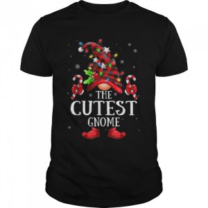 Cutest Gnome Lights Red Plaid Matching Family Christmas T-Shirt