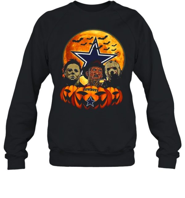 Dallas Cowboys Michael Myers and Freddy Krueger and Jason Voorhees Pumpkin Halloween shirt