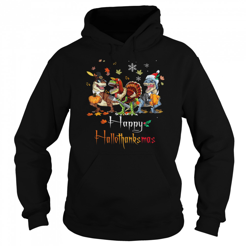 Dino T-rex Happy HalloThanksMas Halloween Christmas shirt Dino T-rex Happy HalloThanksMas Halloween Christmas shirt