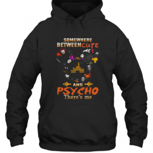Disney Mickey Mouse Somewhere Between Cute And Psycho ThereS Me Halloween T Shirt 3