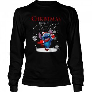Disney Santa Stitch Christmas Begins With Christ shirt 3