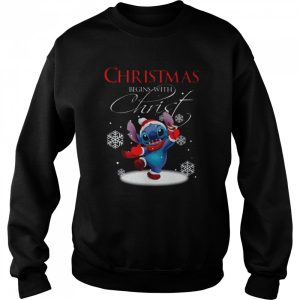 Disney Santa Stitch Christmas Begins With Christ shirt 4
