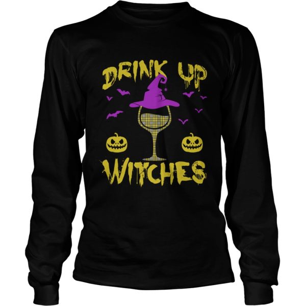 Drink Up Witches Happy Halloween Wine Drinking Women Shirt