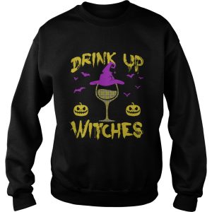 Drink Up Witches Happy Halloween Wine Drinking Women Shirt 3