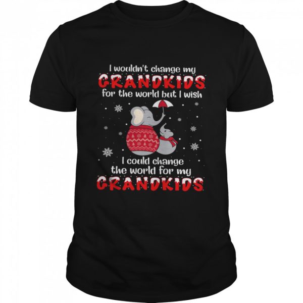 Elephant I Wouldn’t Change My Grandkids For The World But I Wish I Could Change The World For My Grandkids Shirt