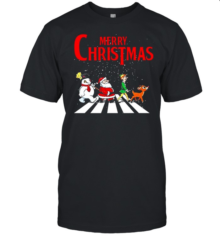 Elf Santa And Snowman Abbey Road Merry Christmas 2021 Shirt Elf Santa And Snowman Abbey Road Merry Christmas 2021 Shirt