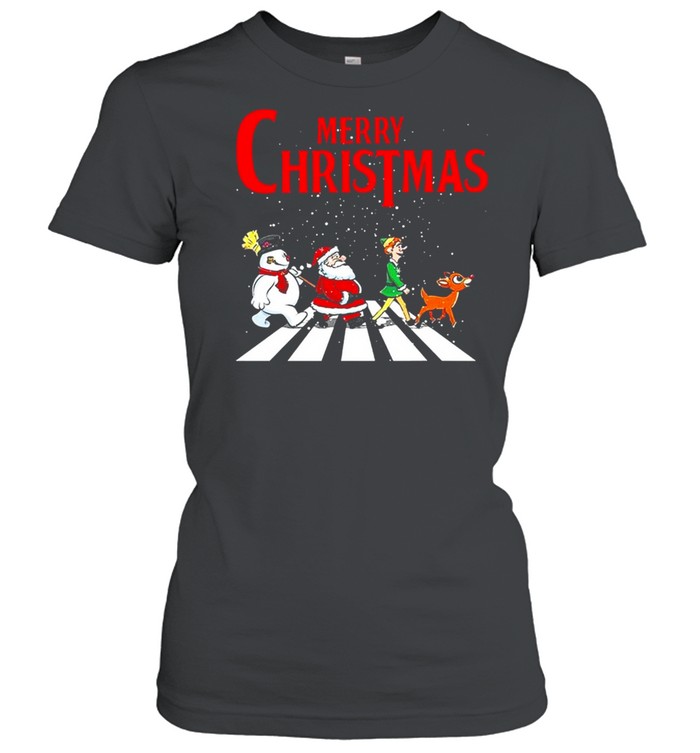 Elf Santa And Snowman Abbey Road Merry Christmas 2021 Shirt Elf Santa And Snowman Abbey Road Merry Christmas 2021 Shirt