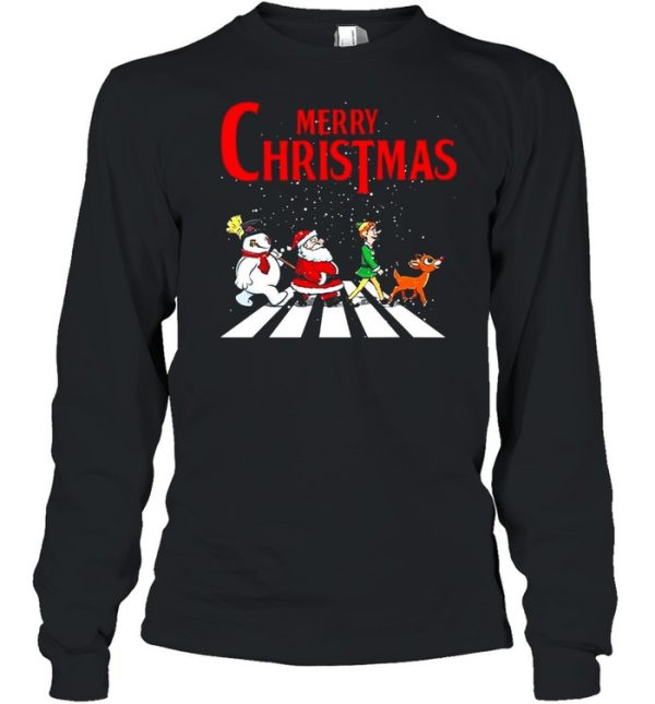 Elf Santa And Snowman Abbey Road Merry Christmas 2021 Shirt