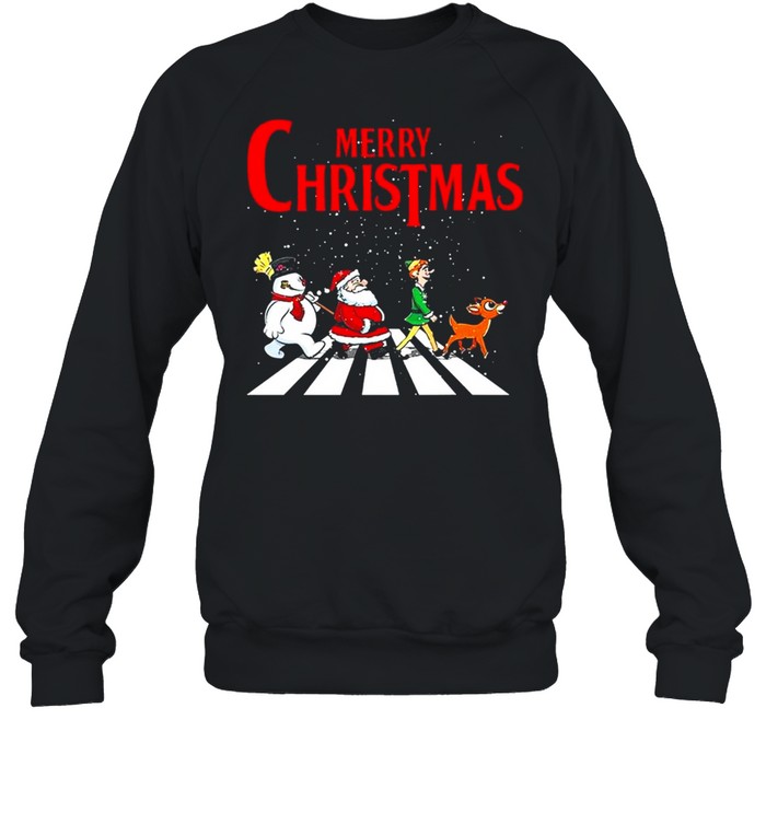 Elf Santa And Snowman Abbey Road Merry Christmas 2021 Shirt Elf Santa And Snowman Abbey Road Merry Christmas 2021 Shirt
