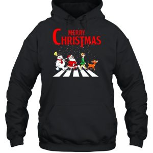 Elf Santa And Snowman Abbey Road Merry Christmas 2021 Shirt 5