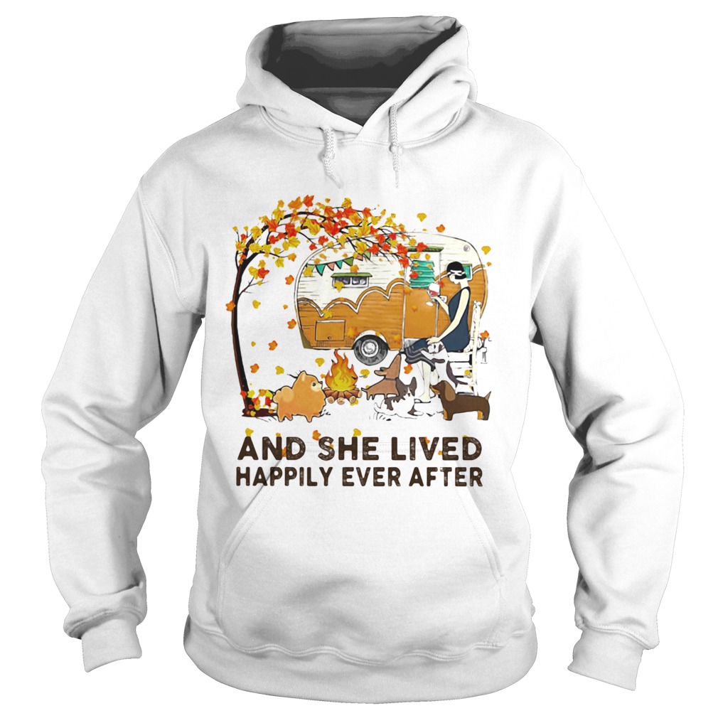 Fall Girl camping with dogs and she lived happily ever after shirt Fall Girl camping with dogs and she lived happily ever after shirt