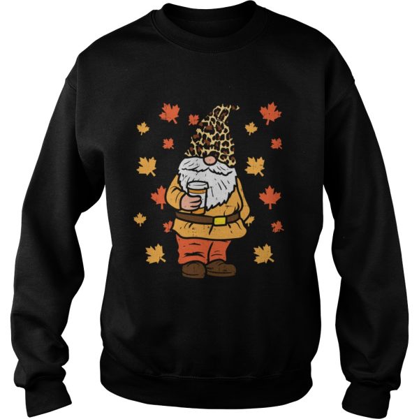 Fall Gnome Coffee Leopard Hat Halloween Thanksgiving Autumn shirt