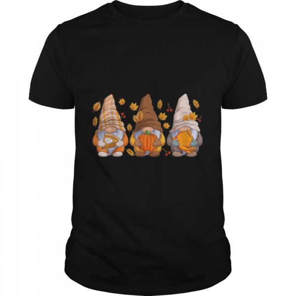 Fall Gnomes Pumpkin Autumn Leaves Halloween Thanksgiving T-Shirt