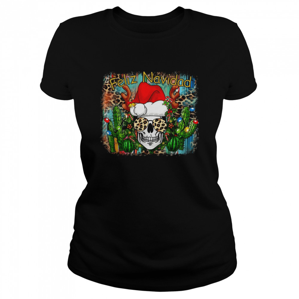 Feliz Navidad Merry Christmas Cactus Spanish Skull Leopard Shirt Feliz Navidad Merry Christmas Cactus Spanish Skull Leopard Shirt