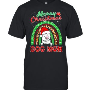 Finnish Lapphund Christmas Santa Hat Dog Mom Boho Rainbow T-shirt