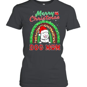 Finnish Lapphund Christmas Santa Hat Dog Mom Boho Rainbow T-shirt