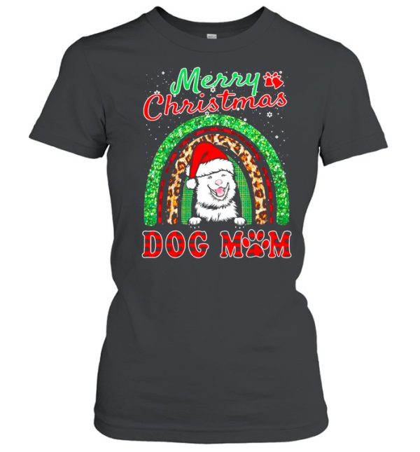 Finnish Lapphund Christmas Santa Hat Dog Mom Boho Rainbow T-shirt