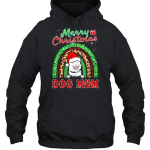 Finnish Lapphund Christmas Santa Hat Dog Mom Boho Rainbow T shirt 5