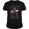 Flamingo Lights Tangled Ugly Christmas T-Shirt