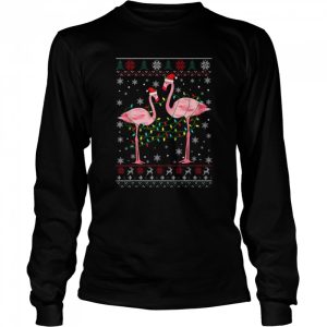 Flamingo Lights Tangled Ugly Christmas T Shirt 3