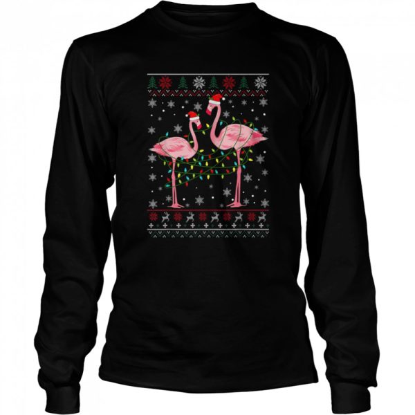 Flamingo Lights Tangled Ugly Christmas T-Shirt